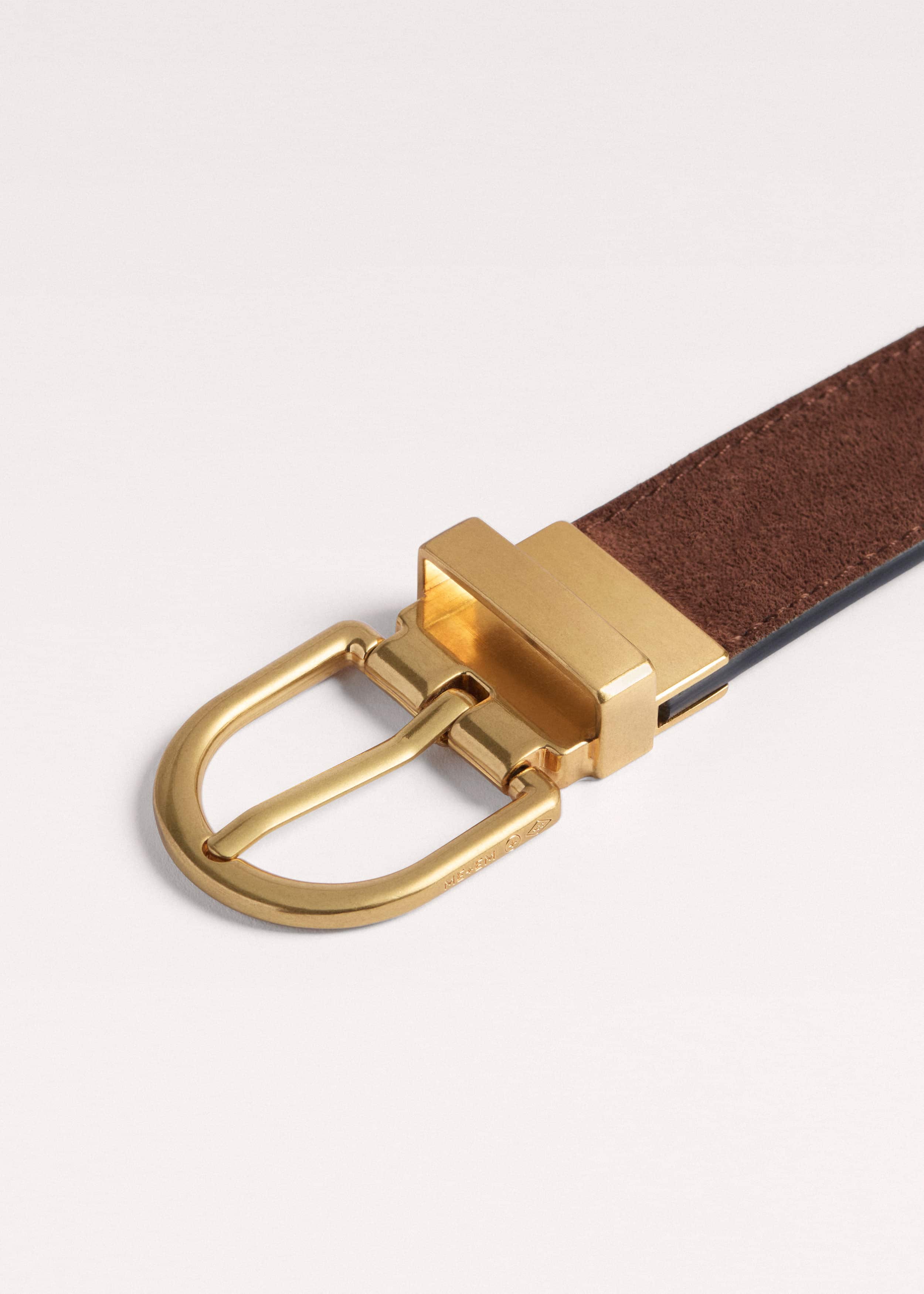 Chestnut Round Buckle Reversible Belt meandem