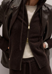 Brown Cashmere Straight Hoodie + Wide-Leg Pant Knitted Co-ord meandem