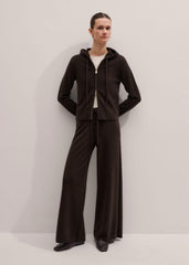 Brown Cashmere Straight Hoodie + Wide-Leg Pant Knitted Co-ord meandem