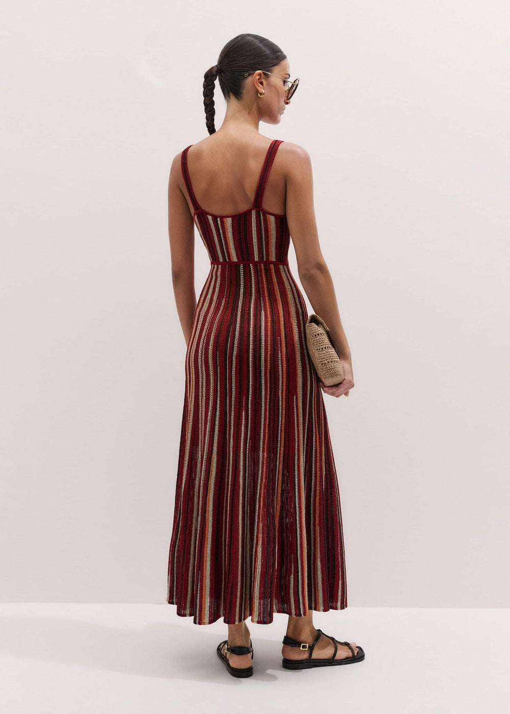 Red Metallic Knit Maxi Dress meandem