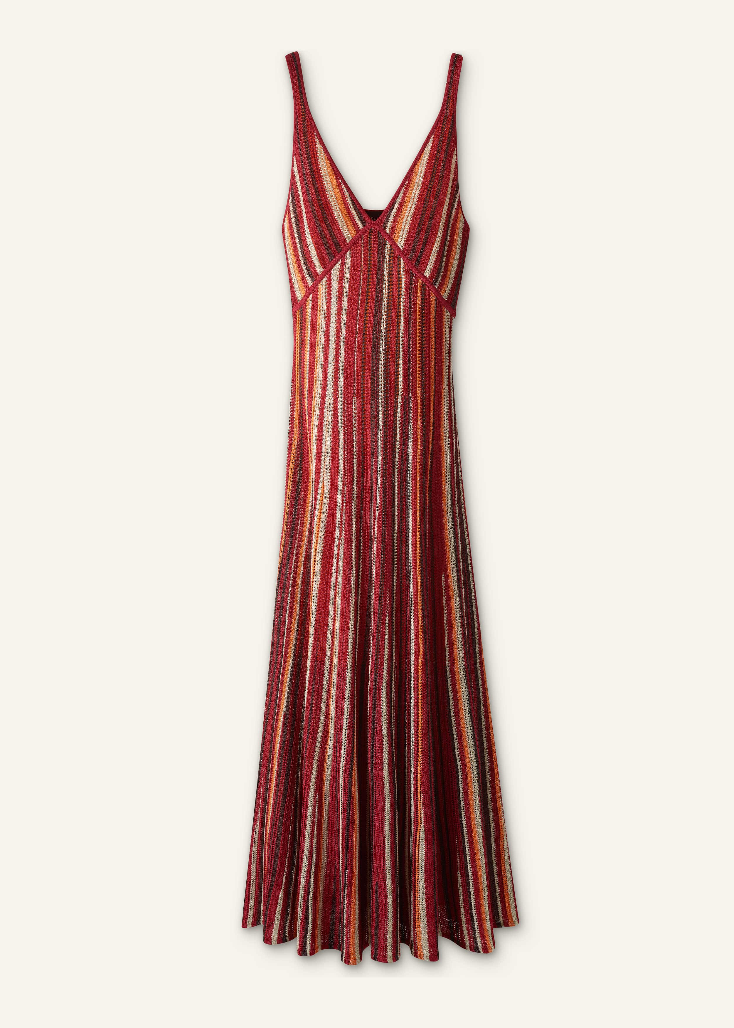 Red Metallic Knit Maxi Dress meandem