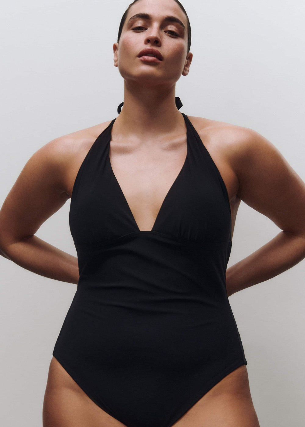 Black Adjustable Halterneck Swimsuit meandem