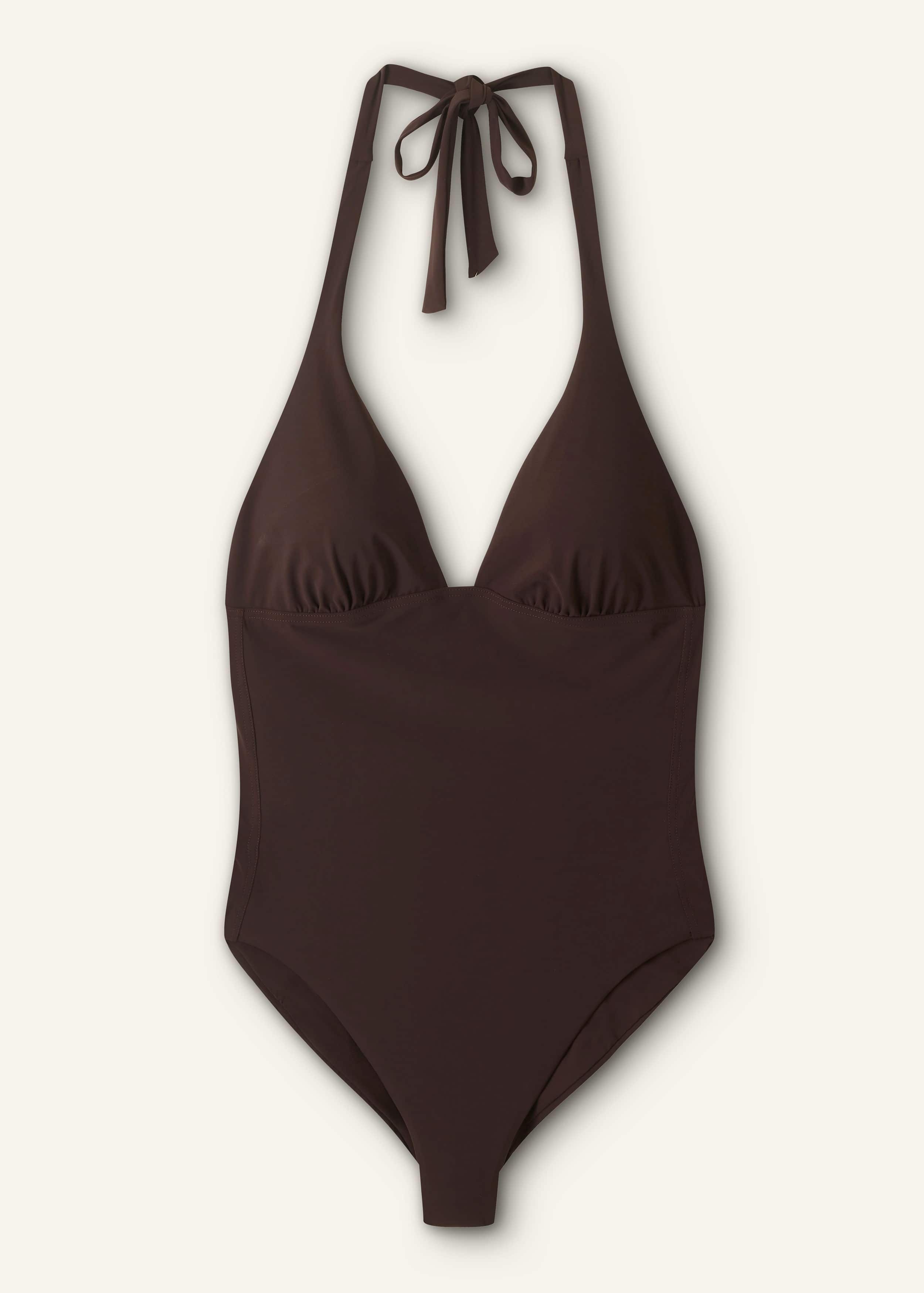 Brown Adjustable Halterneck Swimsuit meandem