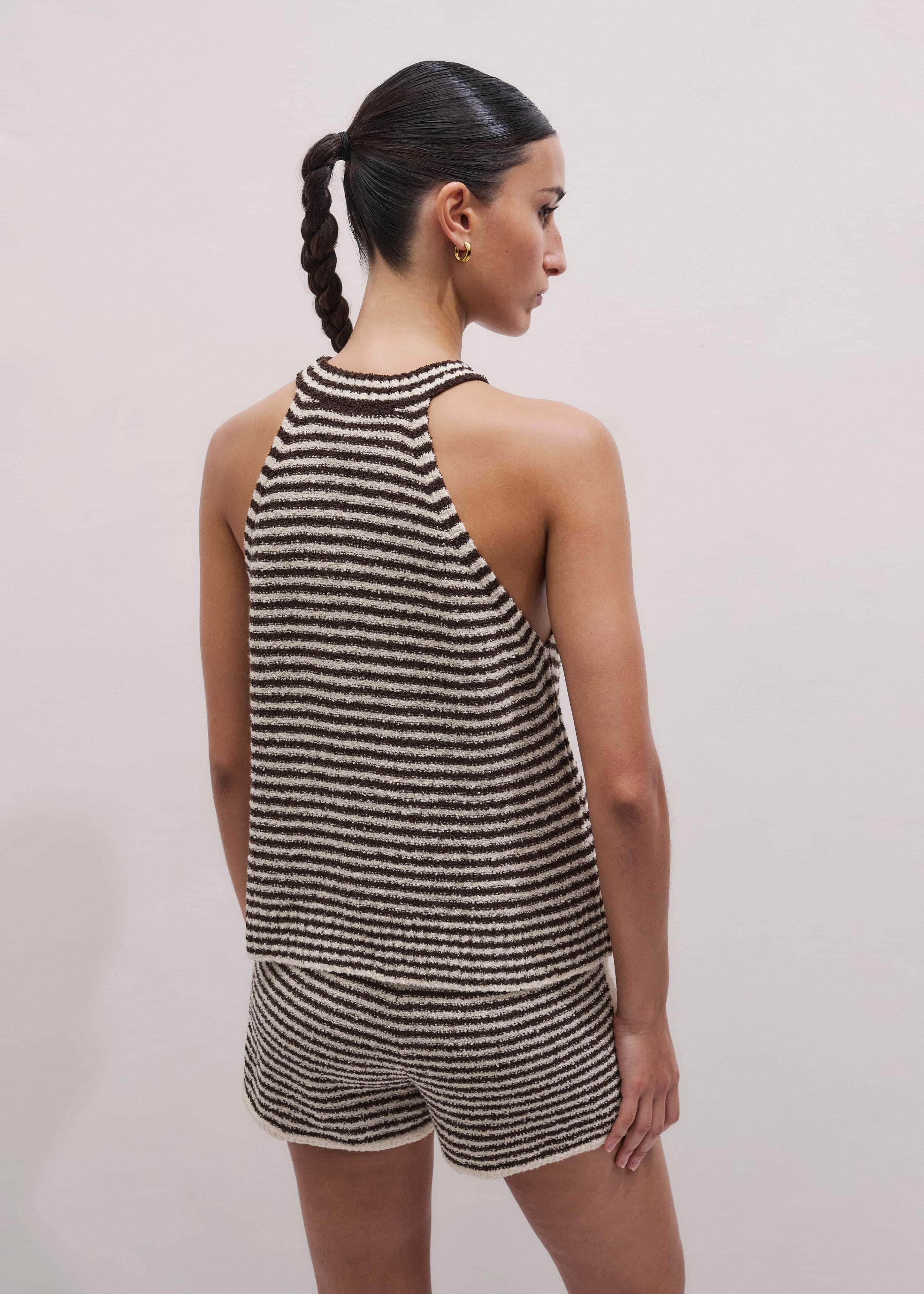 Cocoa Brown Stripe Short Co-ord meandem