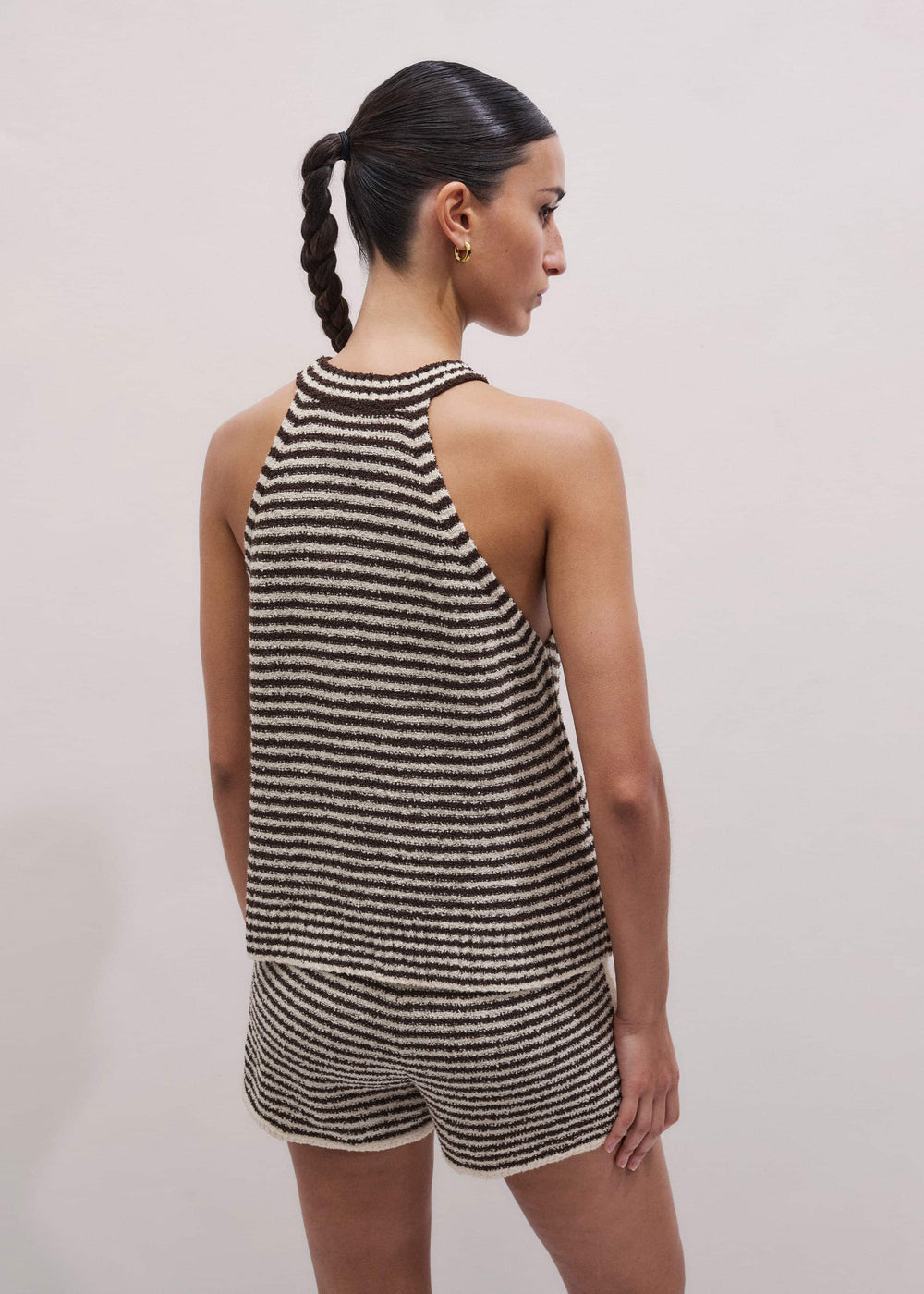 Cocoa Brown Stripe Short Co-ord meandem