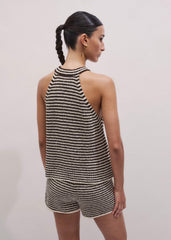 Cocoa Brown Stripe Short Co-ord meandem