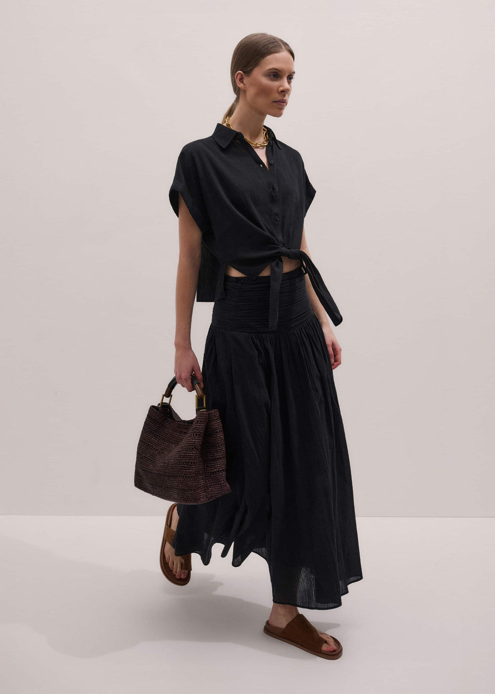 Black Beach Shirt Co-ord meandem