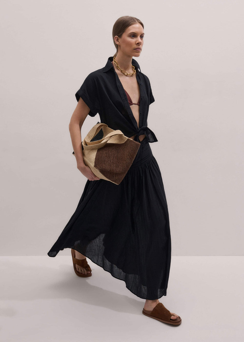 Black Beach Shirt Co-ord meandem