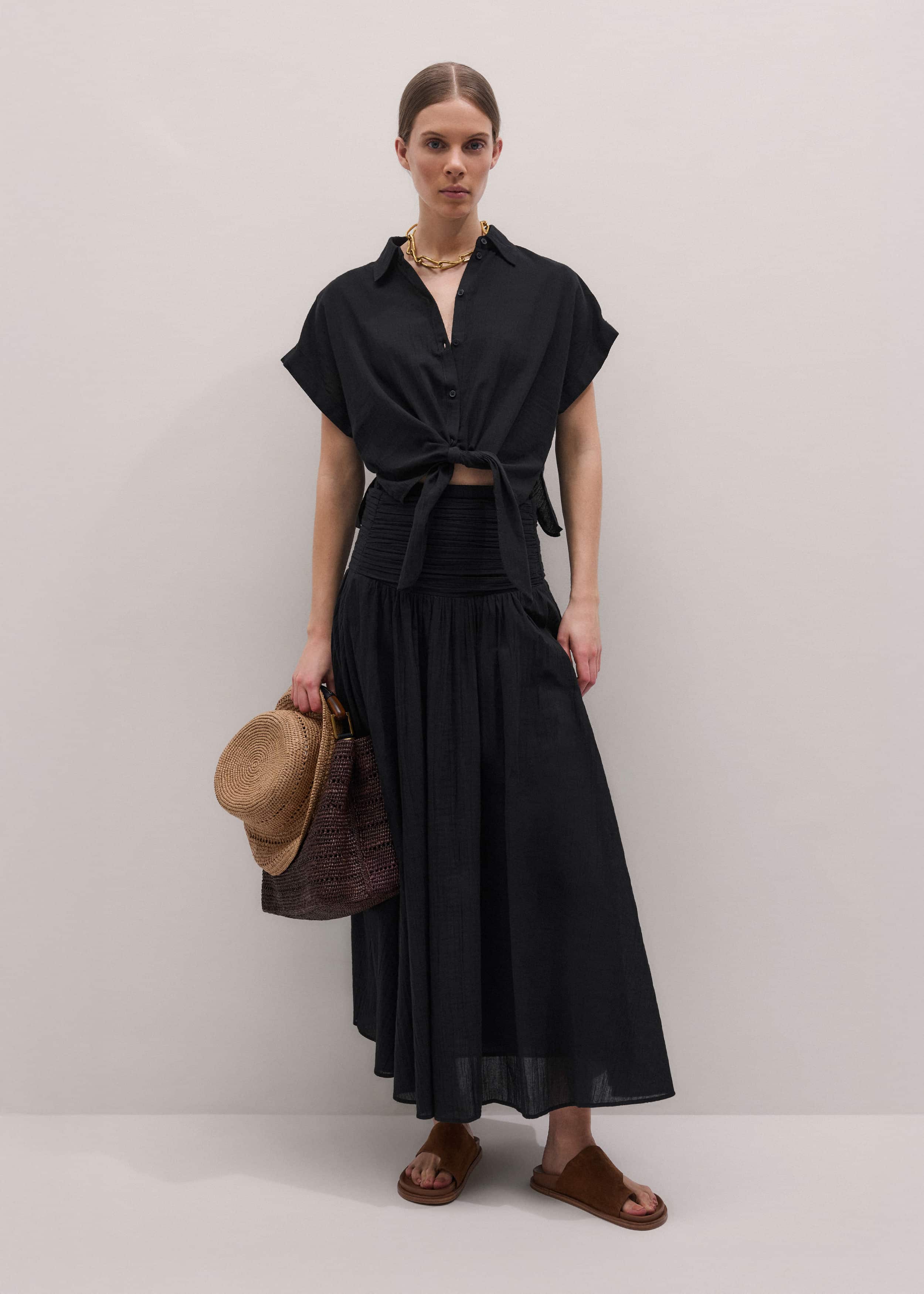 Black Beach Shirt Co-ord meandem