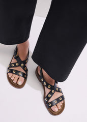 Black Eyelet Stud Sandal meandem