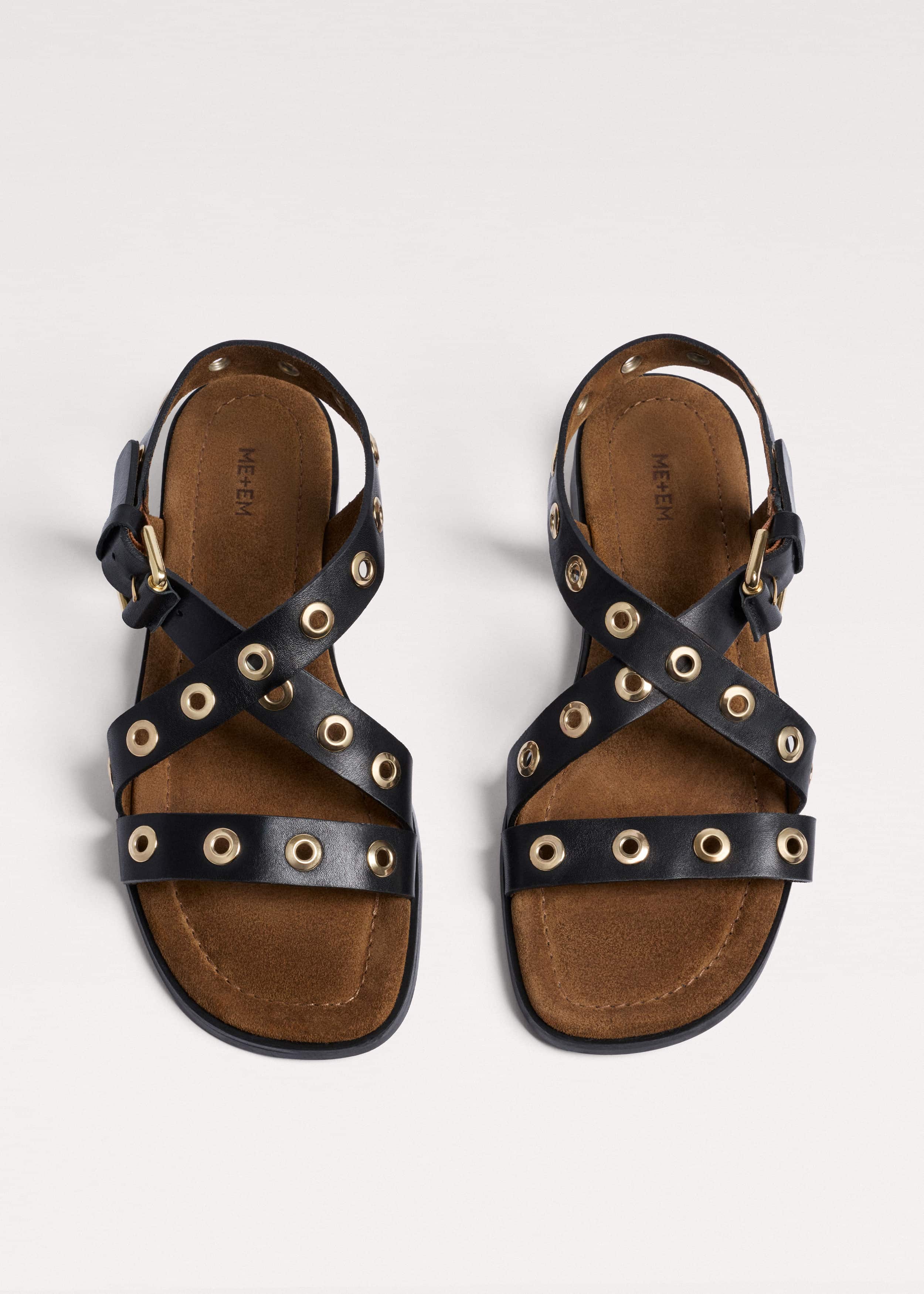 Black Eyelet Stud Sandal meandem