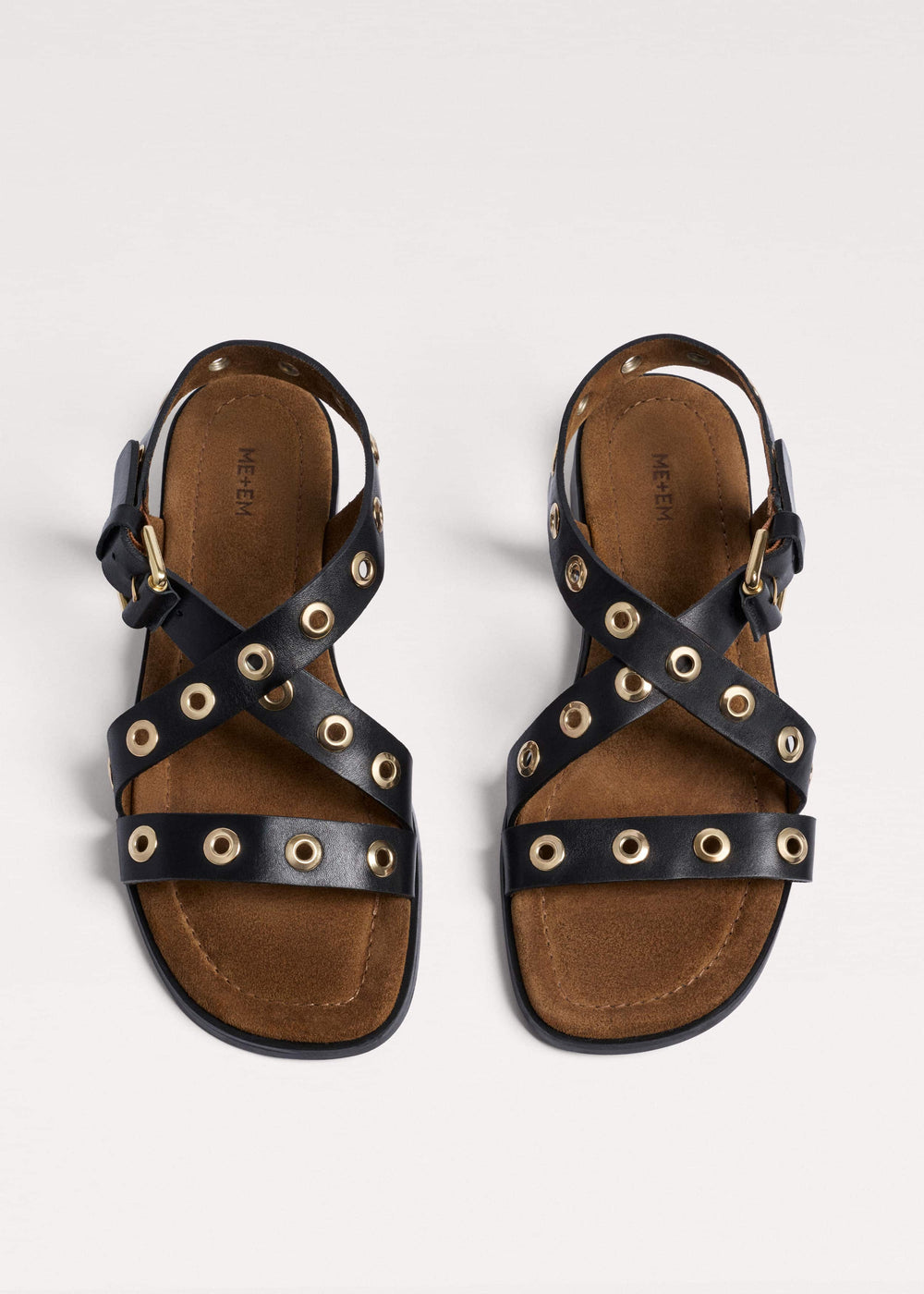 Black Eyelet Stud Sandal meandem