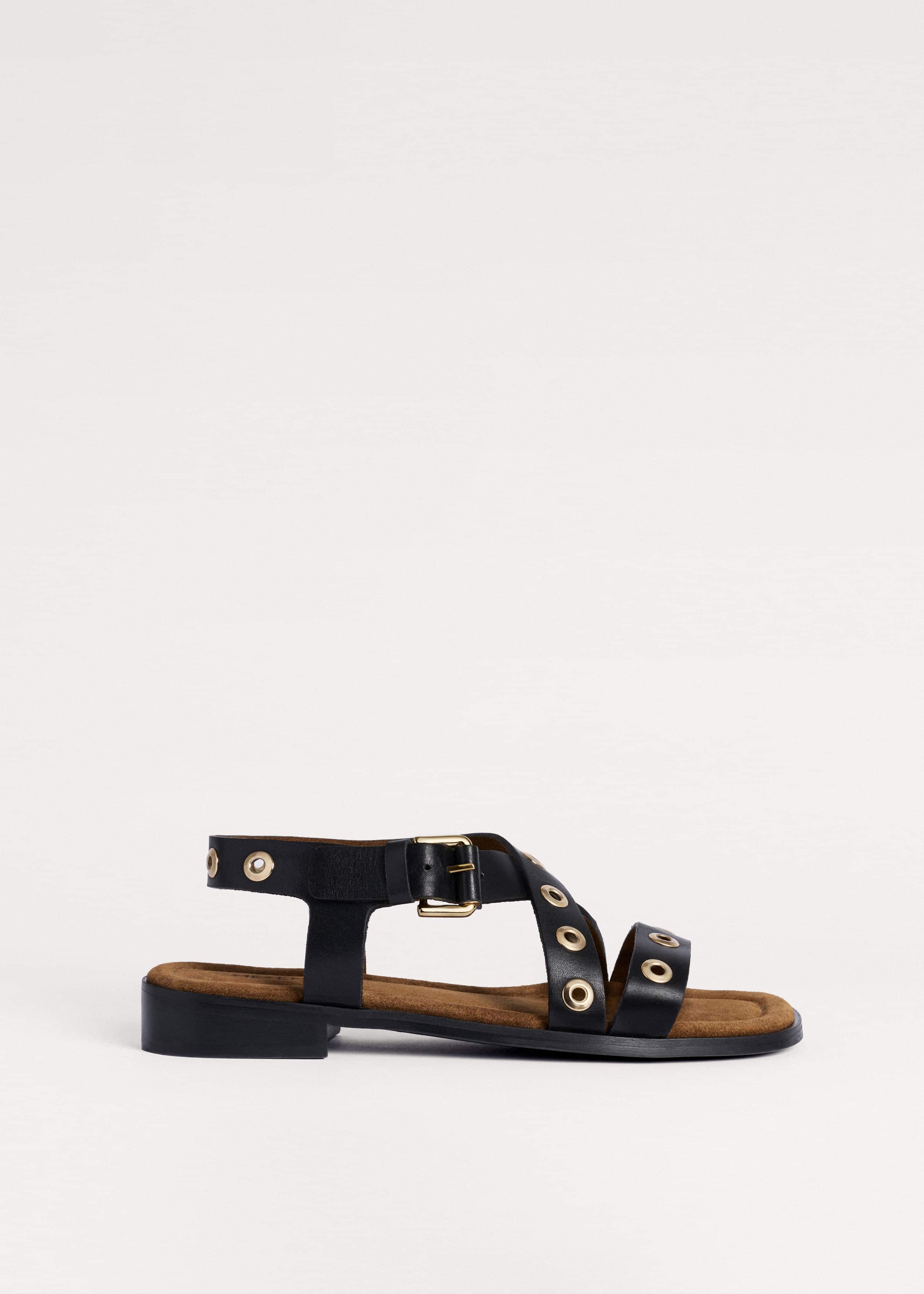 Black Eyelet Stud Sandal meandem
