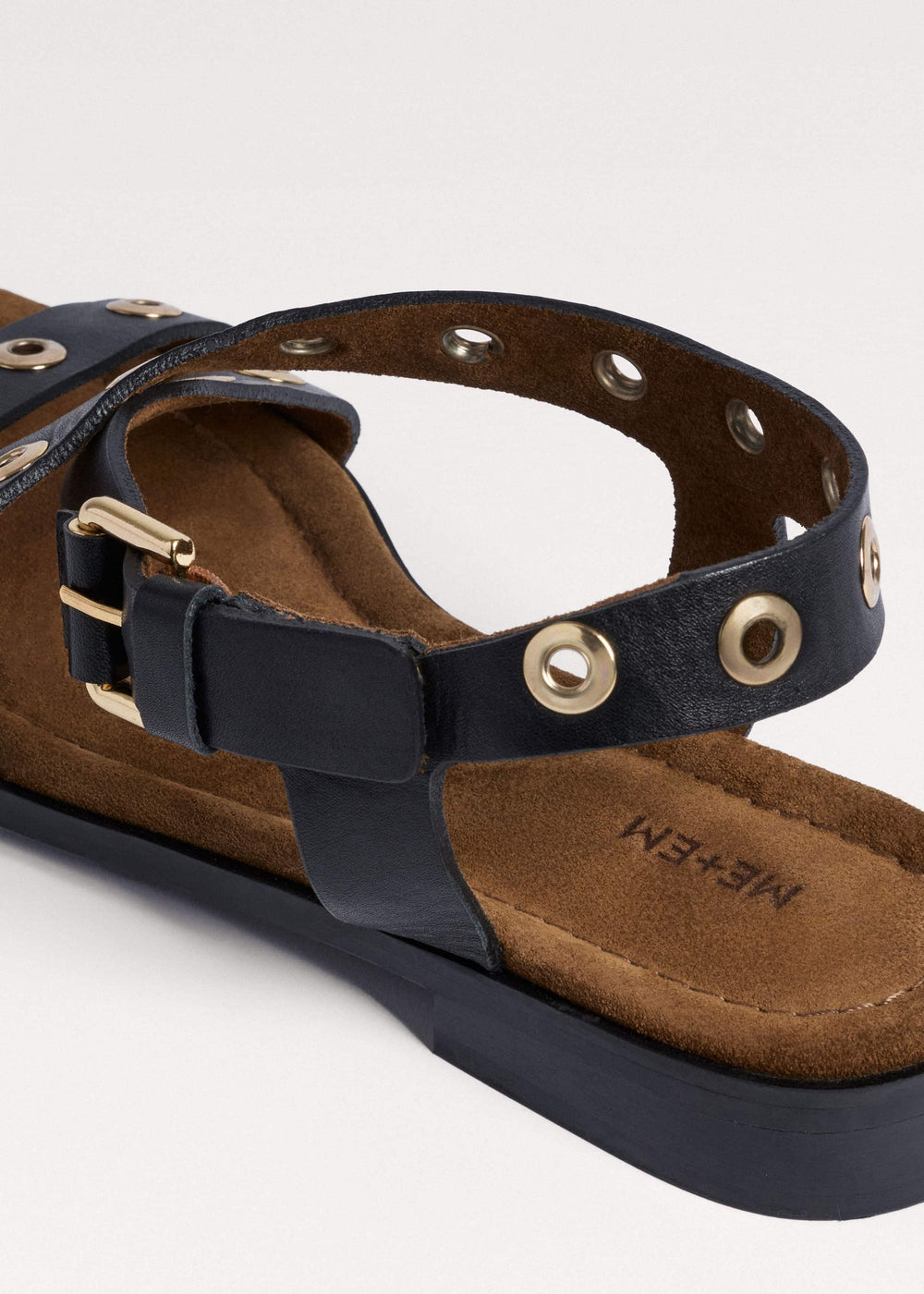 Black Eyelet Stud Sandal meandem