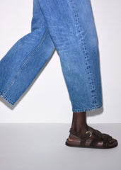 Dark Brown Open Toe Fisherman Sandal meandem