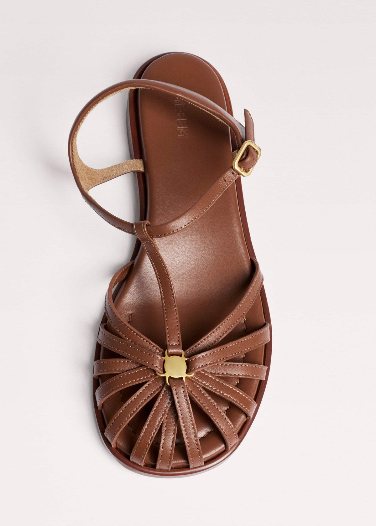 Brown Caged T-Bar Sandal meandem