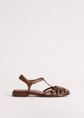 Brown Caged T-Bar Sandal meandem
