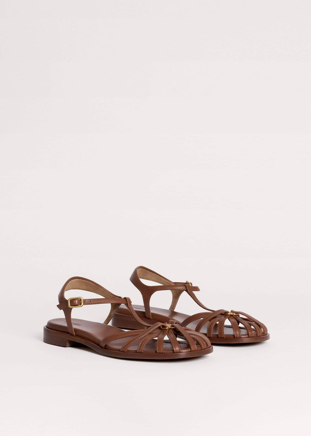 Brown Caged T-Bar Sandal meandem