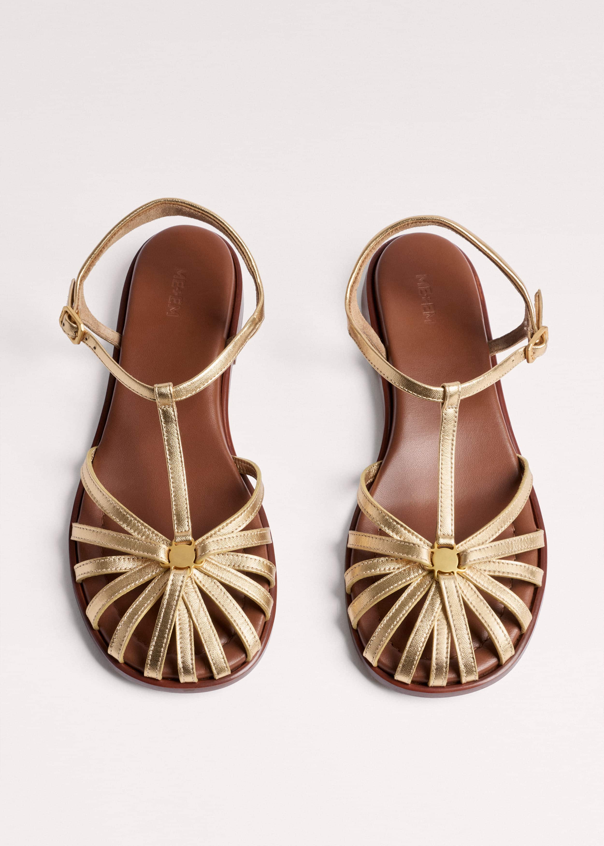 Gold Caged T-Bar Sandal meandem
