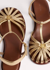 Gold Caged T-Bar Sandal meandem