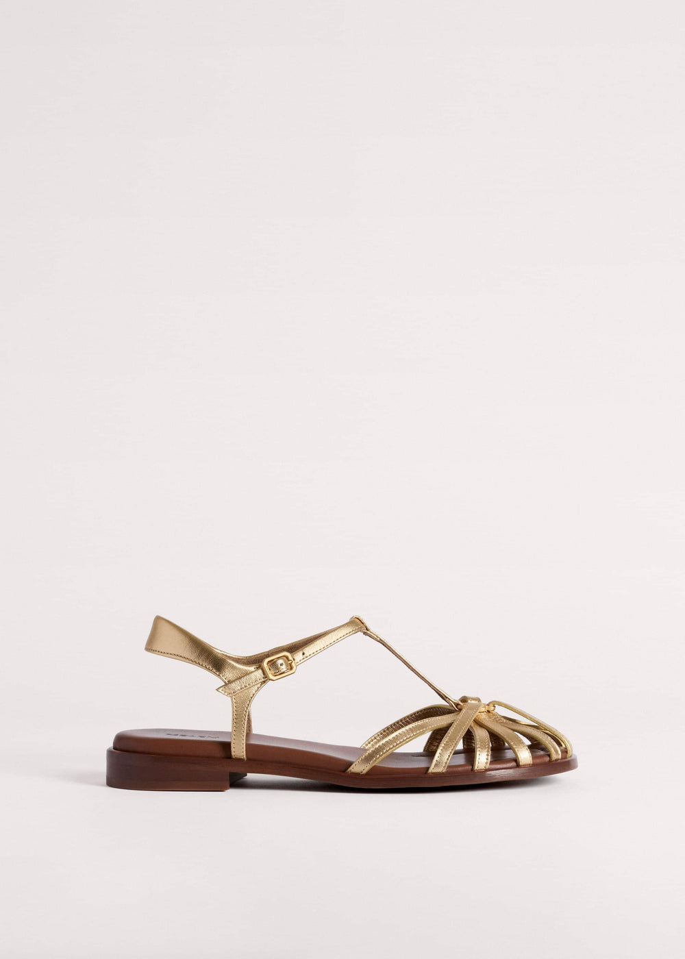 Gold Caged T-Bar Sandal meandem