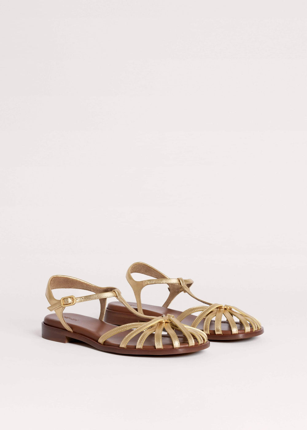 Gold Caged T-Bar Sandal meandem