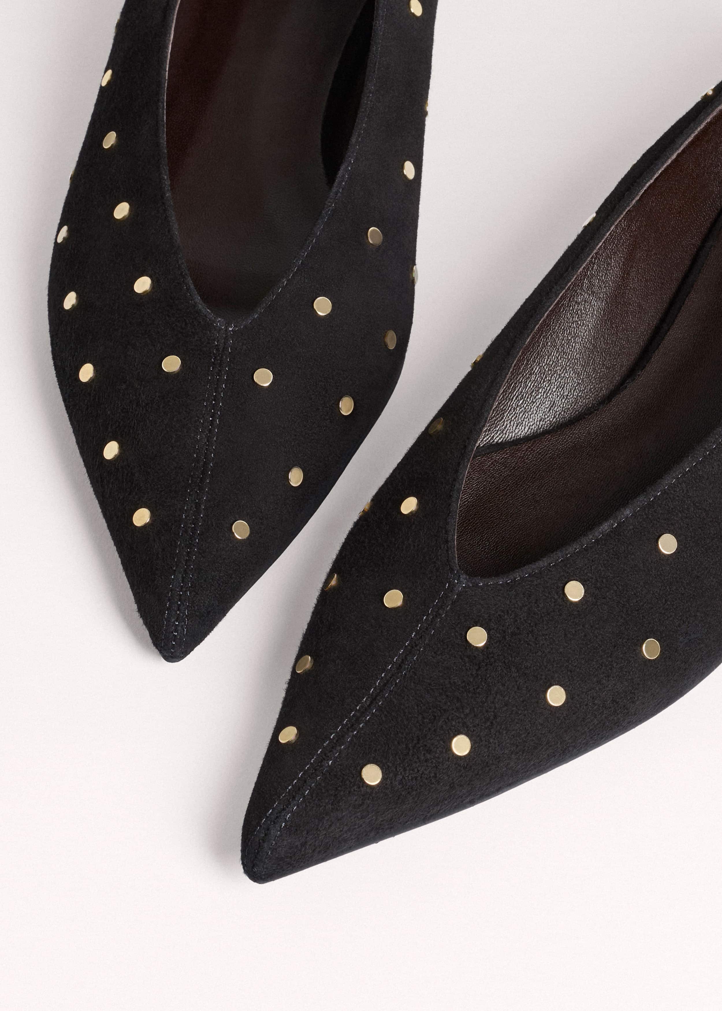 Black Suede Stud Point Flat meandem