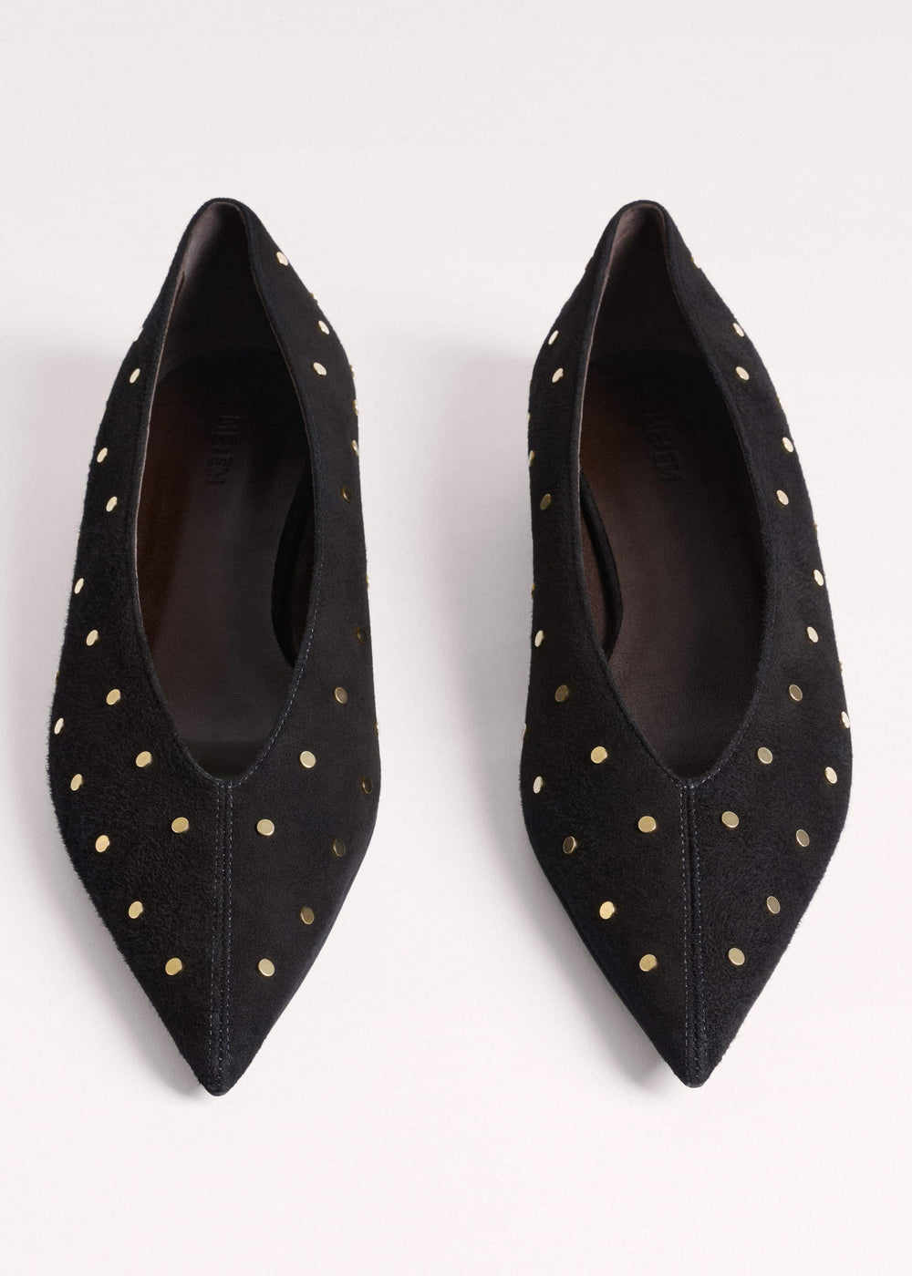 Black Suede Stud Point Flat meandem