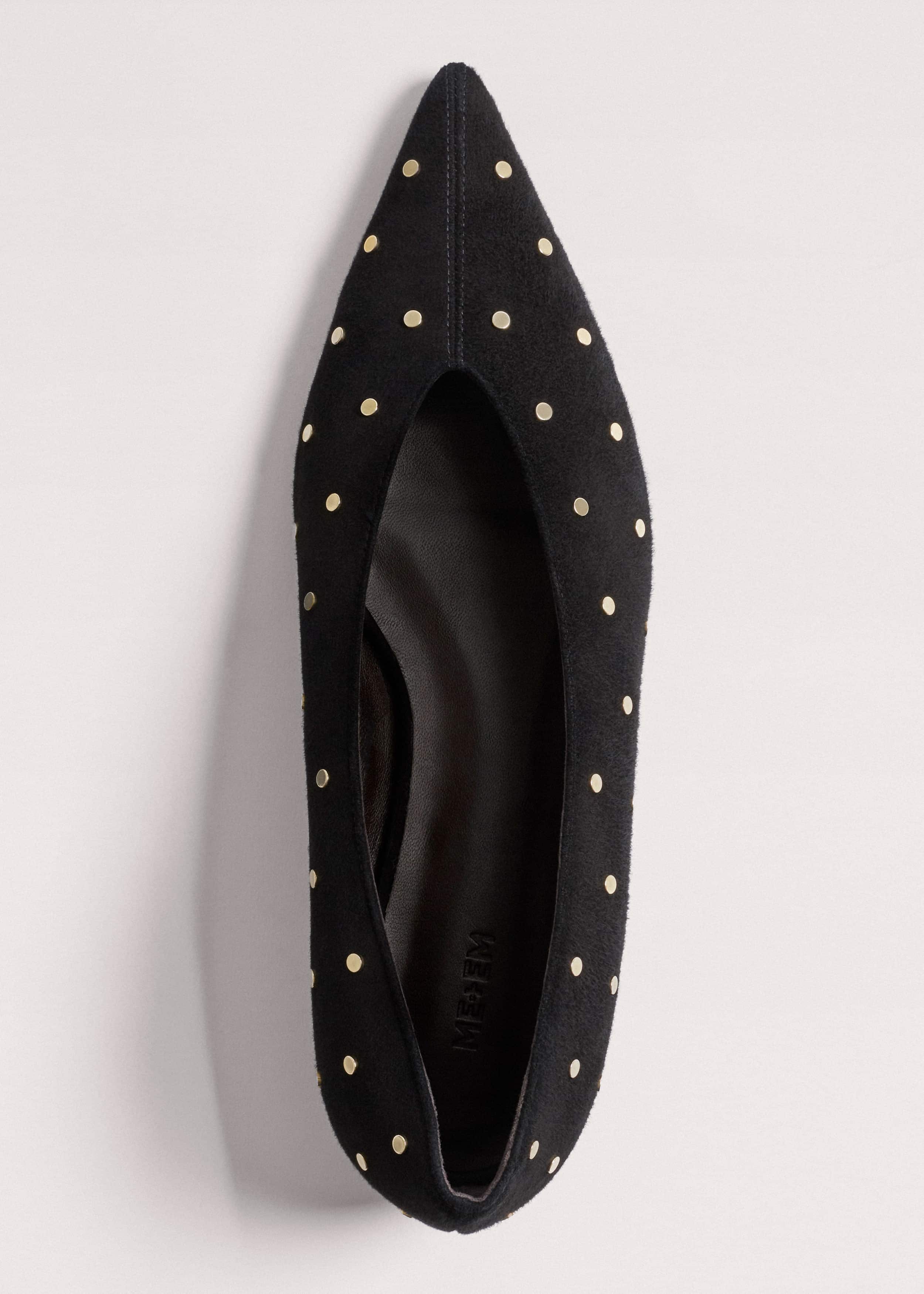 Black Suede Stud Point Flat meandem