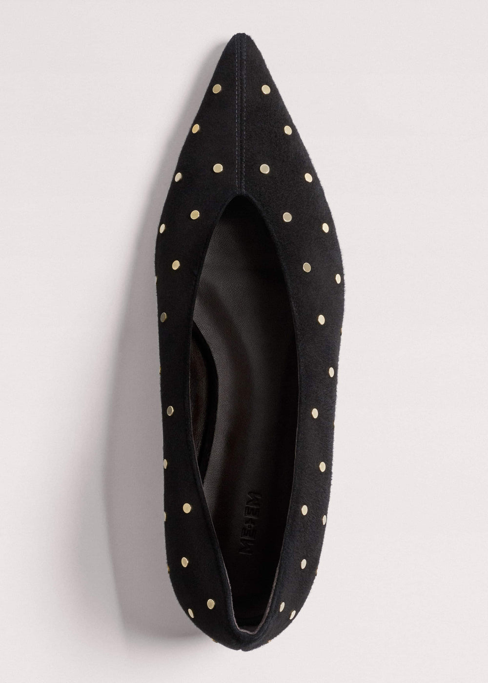 Black Suede Stud Point Flat meandem