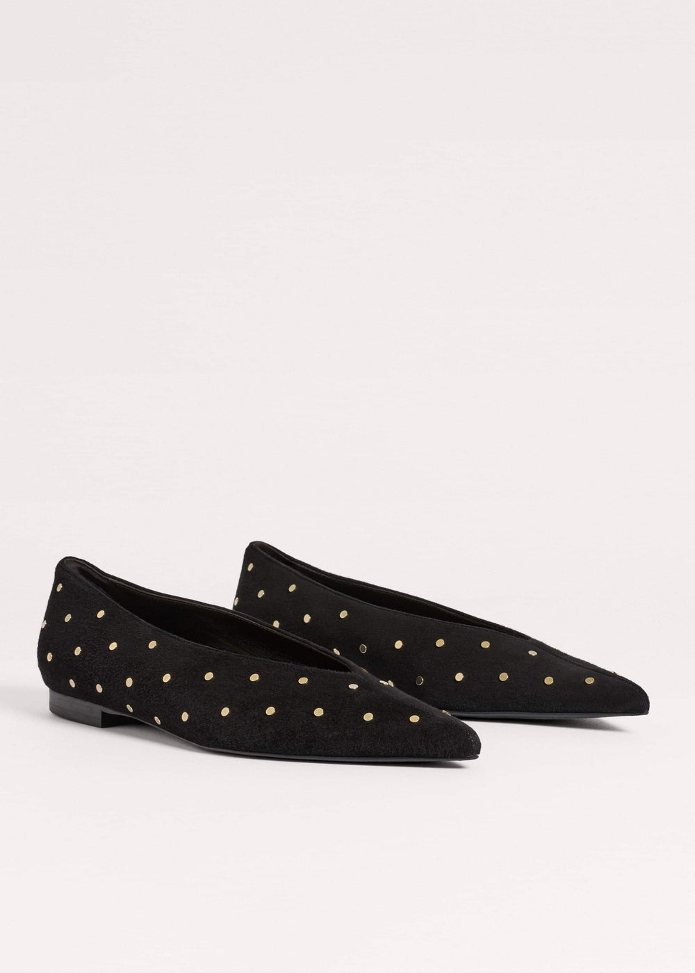 Black Suede Stud Point Flat meandem