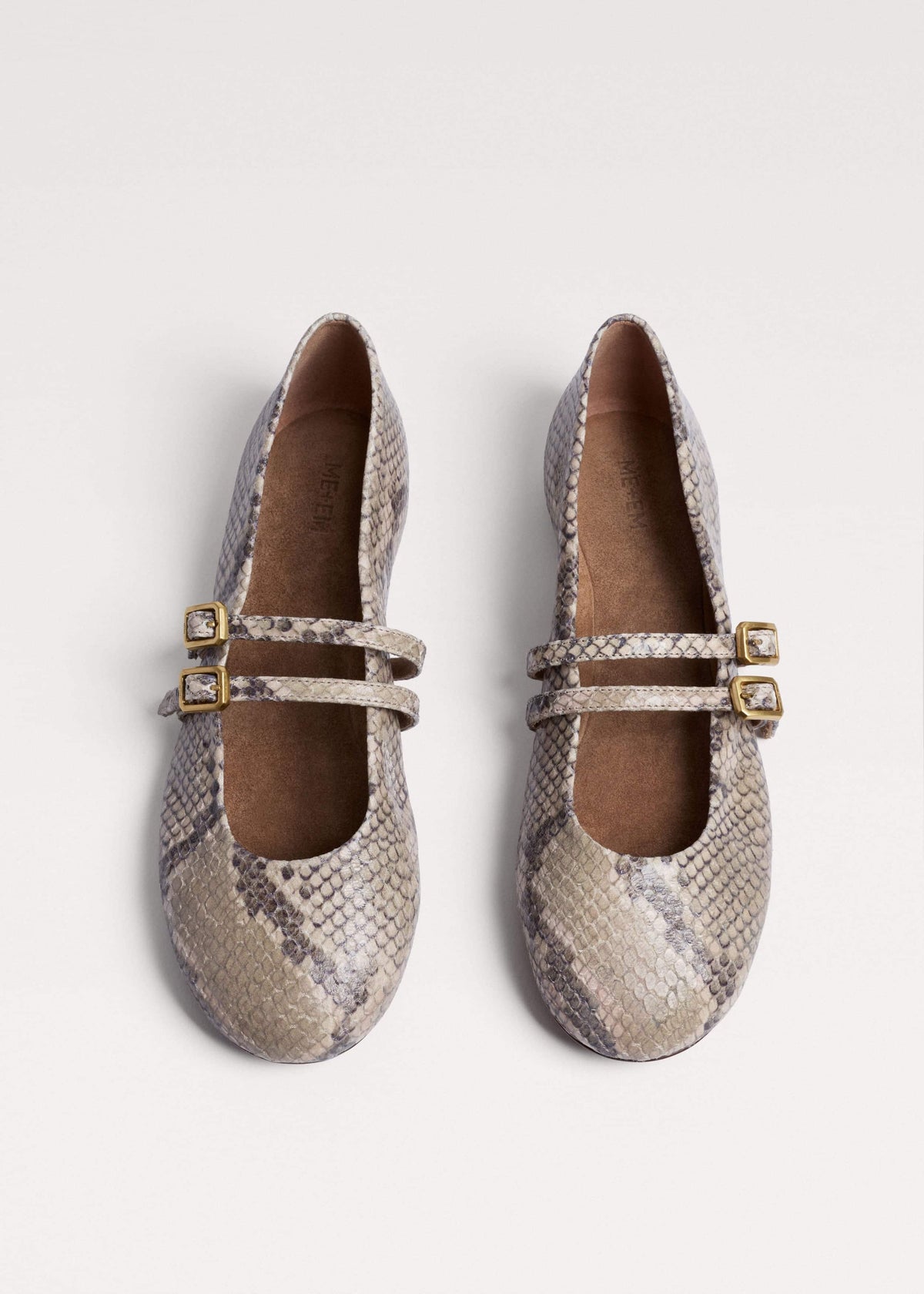 Gray Snake Print Ballet Flat meandem
