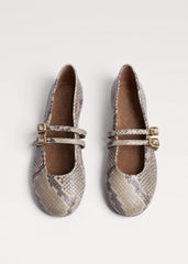Gray Snake Print Ballet Flat meandem
