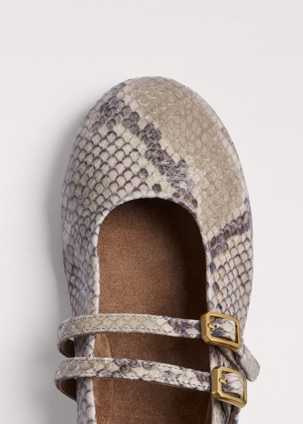 Gray Snake Print Ballet Flat meandem