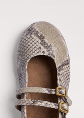 Gray Snake Print Ballet Flat meandem