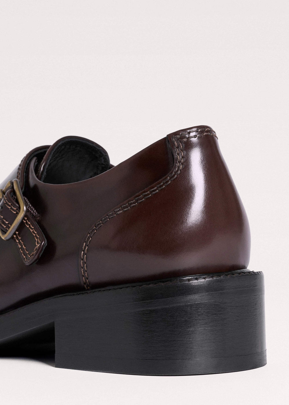 Brown Leather Double Buckle Shoe meandem