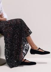 Black Square Toe T-Bar Flat meandem