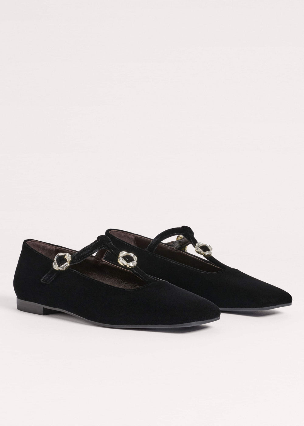 Black Square Toe T-Bar Flat meandem