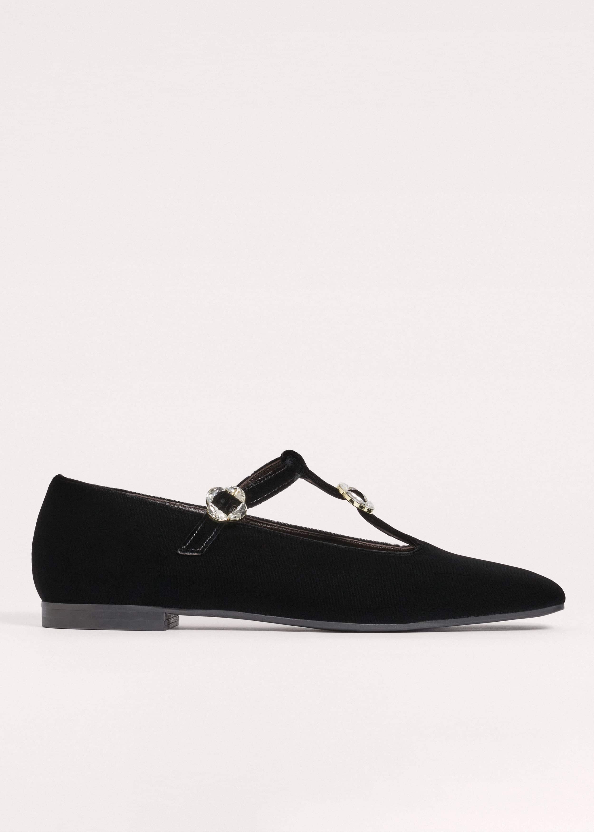 Black Square Toe T-Bar Flat meandem