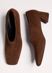 Brown High Front Block Heel meandem