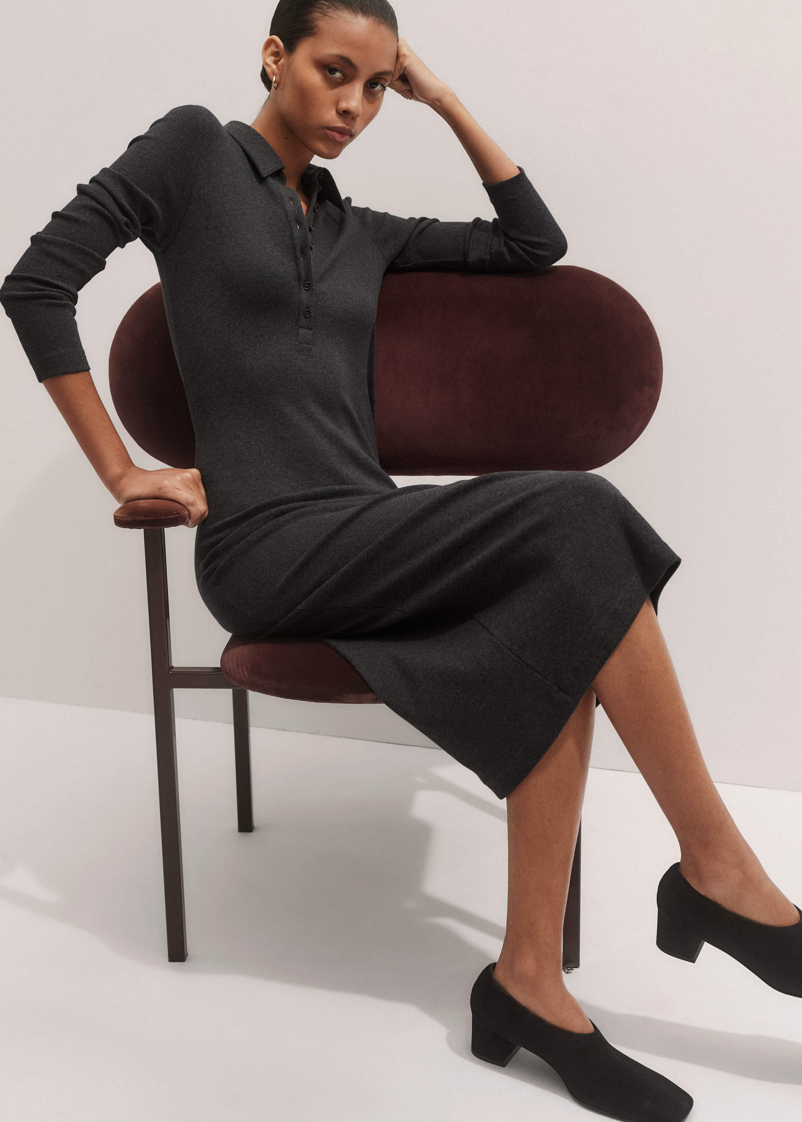 Black High Front Block Heel meandem