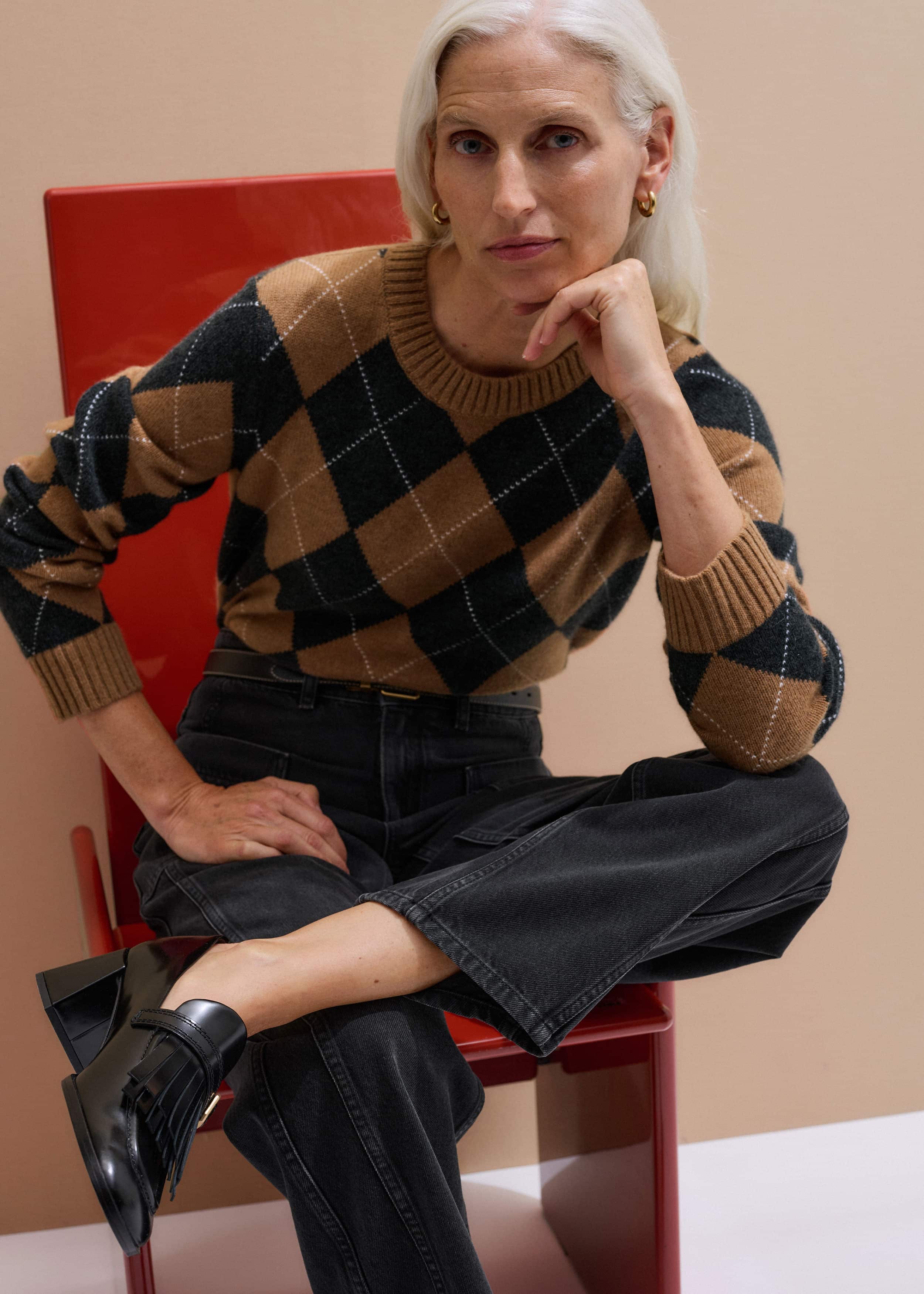 Black Fringe Block Heel Loafer meandem