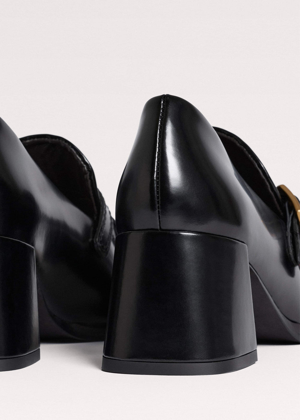 Black Fringe Block Heel Loafer meandem