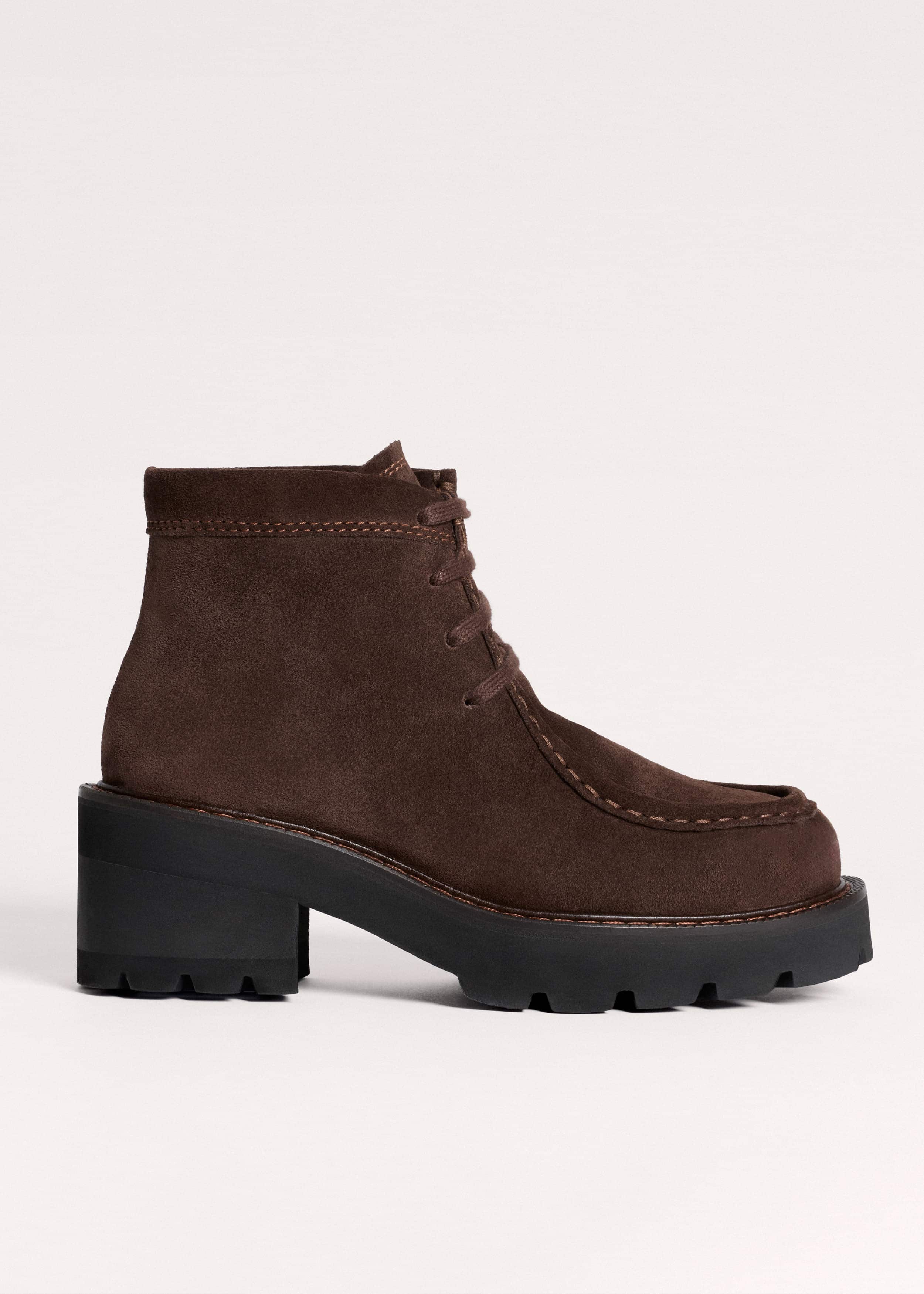 Brown Chunky Lace Up Ankle Boot meandem