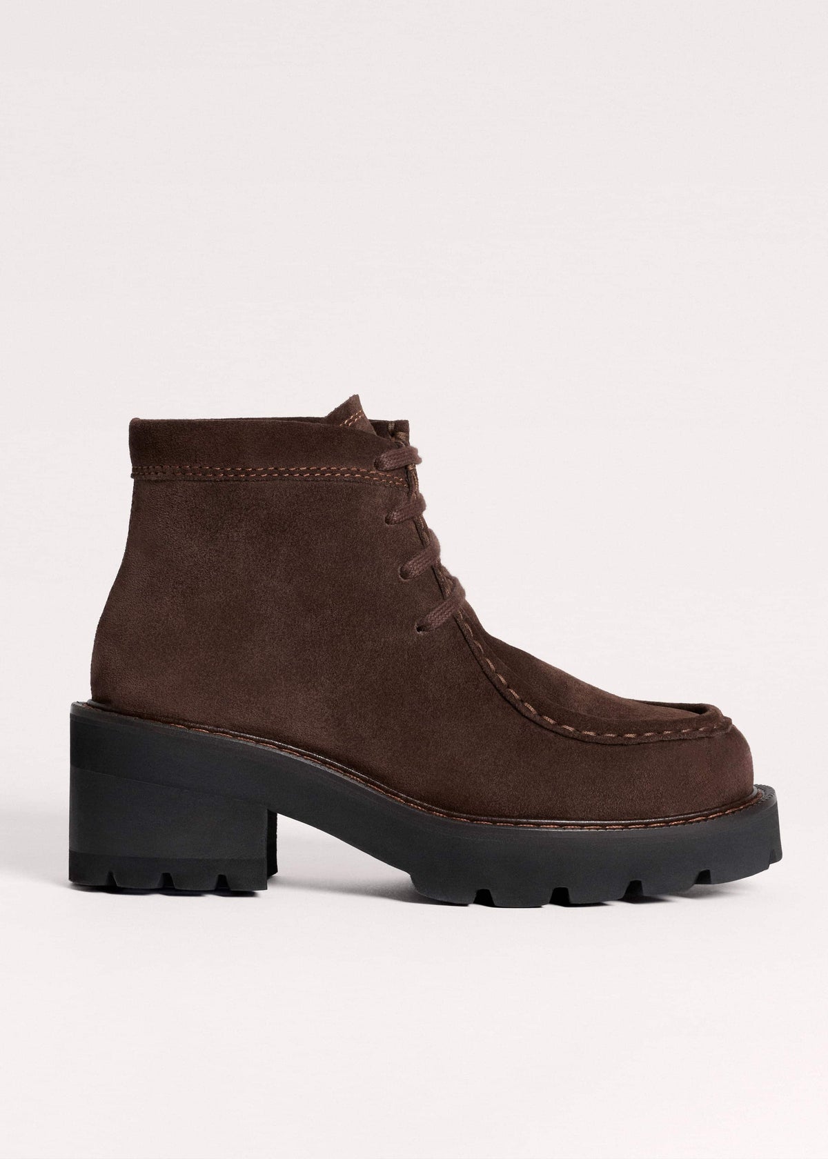 Brown Chunky Lace Up Ankle Boot meandem