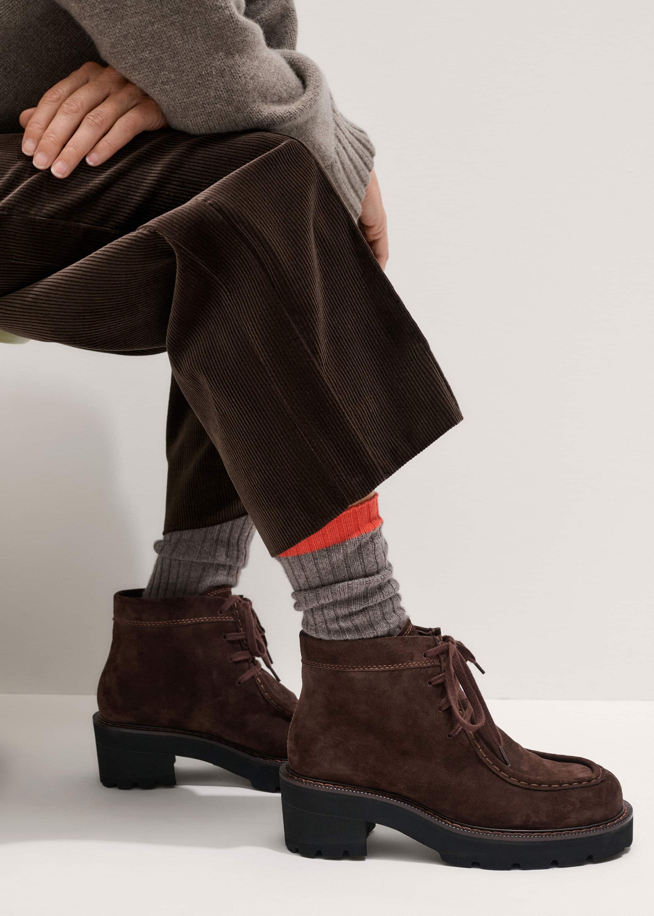 Brown Chunky Lace Up Ankle Boot meandem