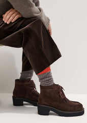 Brown Chunky Lace Up Ankle Boot meandem