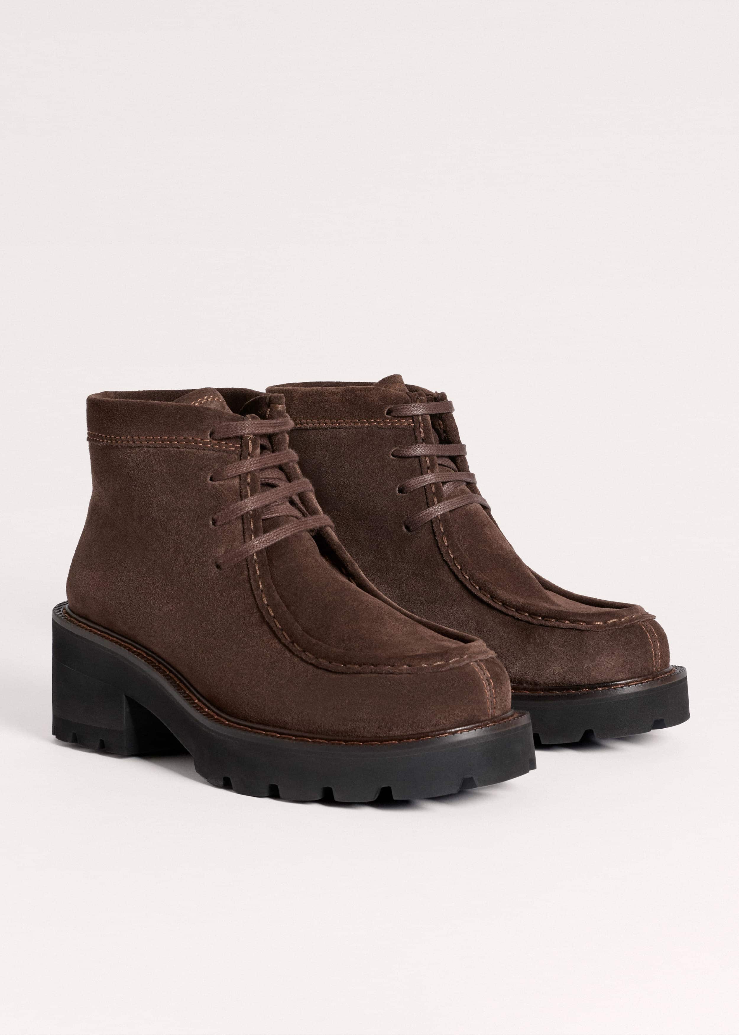 Brown Chunky Lace Up Ankle Boot meandem