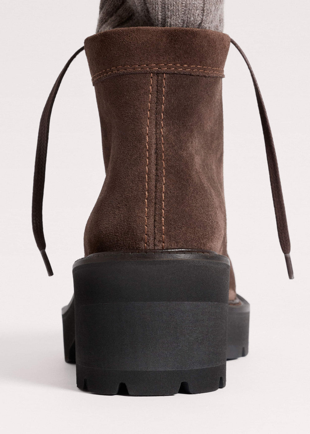 Brown Chunky Lace Up Ankle Boot meandem
