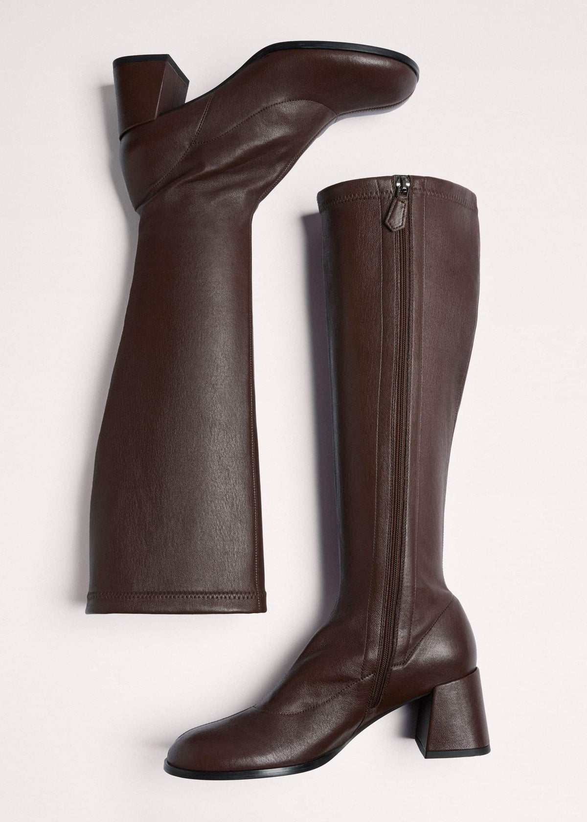 Brown Knee-High Stretch Boot meandem